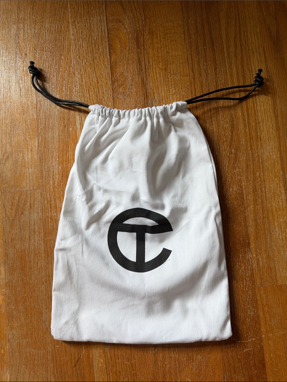 Telfar White Drawstring Dust Bag with Black Logo